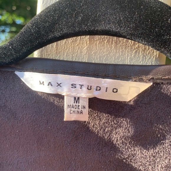 Max Studio vegan leather dark brown chocolate jacket size M - Picture 3 of 13
